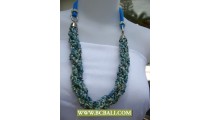 Blue and White Squins wrap Necklace with Blue sky cloth